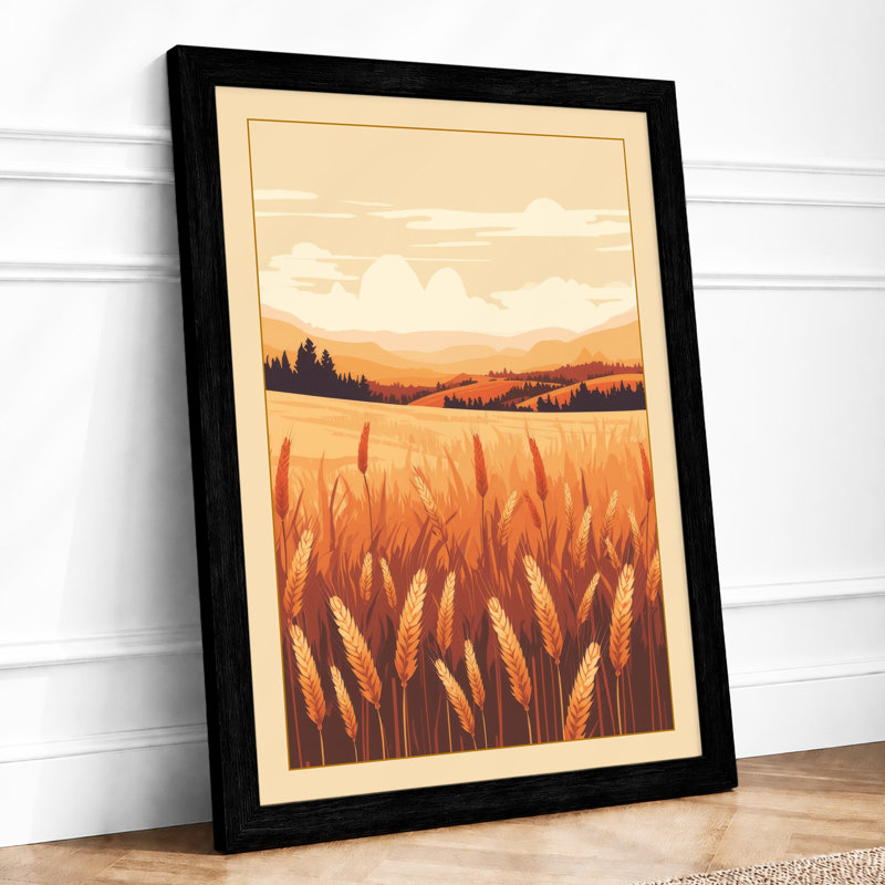 Golden Wheat At Dusk Rustic - Print, A1 - 84.1 x 59.4 cm, Black