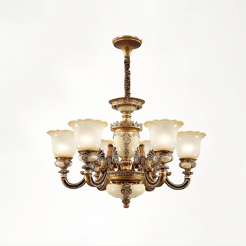 European Retro Style Chandelier Light, 20.8" H X 31.9" W X 23.6" D, 6 Lights