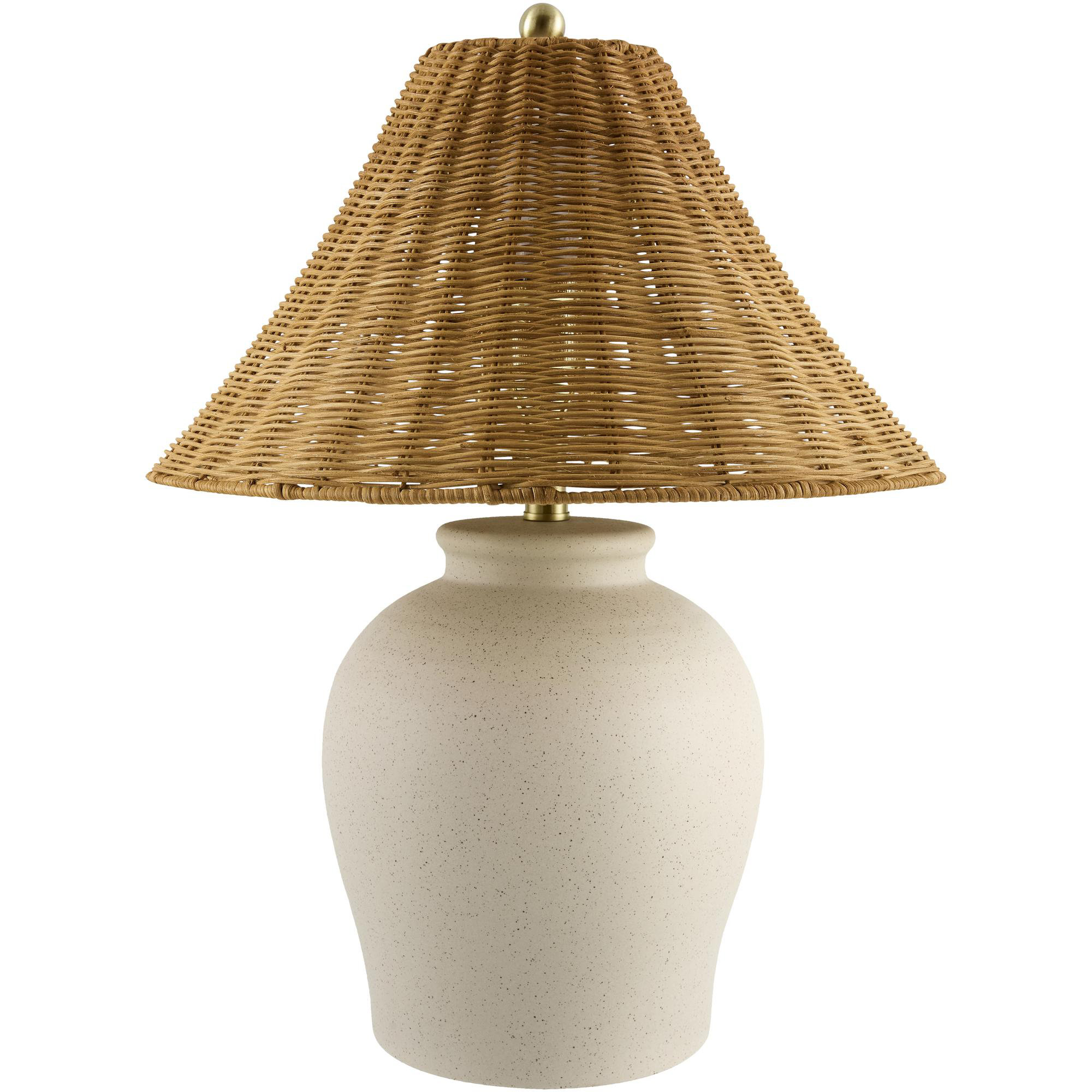 Chemise Ceramic Table Lamp, Rattan, Beige