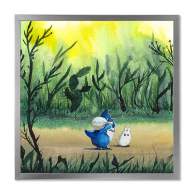 Caricature de personnages dans la forêt - reproduction d'art sur toile traditionnelle