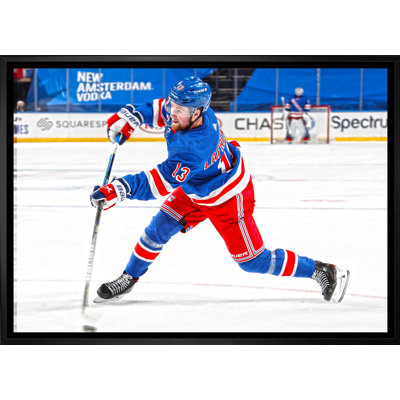 Alexis Lafreniere New York Rangers, toile de tir encadrée 20 x 29