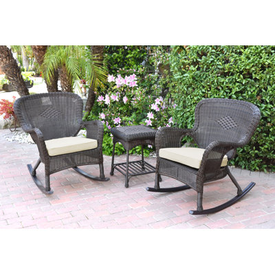 Windsor Resin Wicker Rocker Chair And End Table Set With Cushions