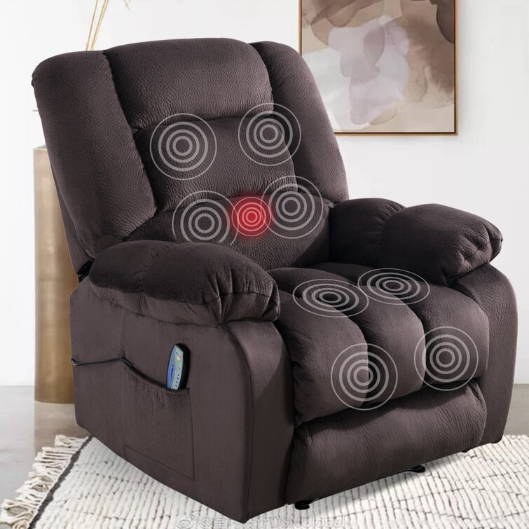 Modern Living Room Recliner Made of Thick Cushion Fabric with Massage Function Latitude Run Fabric: Gray Linen Blend