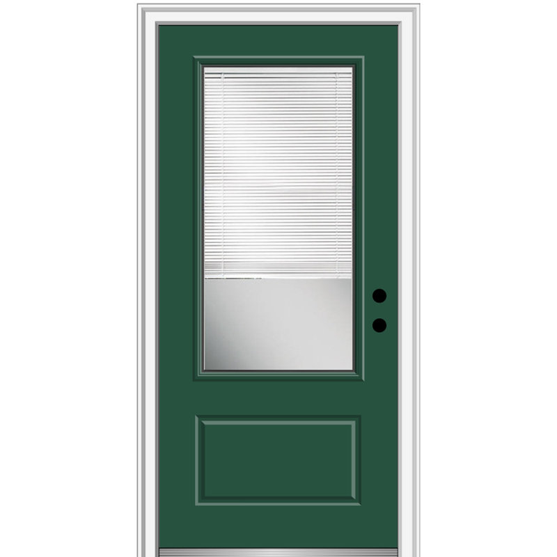 Porte d'entrée interne pré-montée en fibre de verre 1 panneau, Côté gauche, Vert forêt