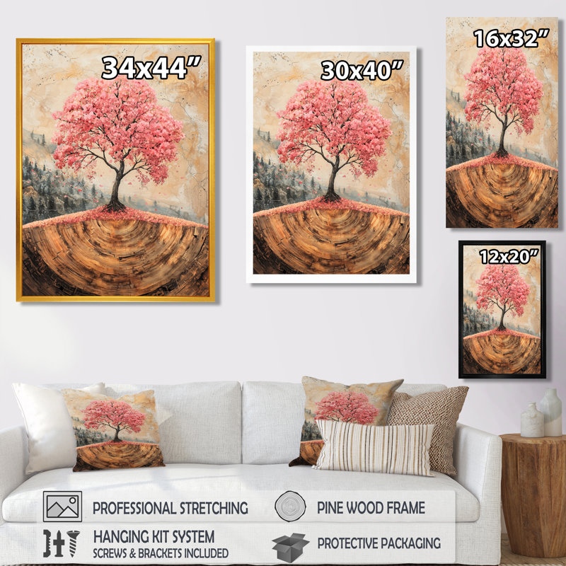 «Heisler Cherry Blossom Tree Dreams Of Hanami IV», art mural cerisier en fleurs, Impression encadrée flottante, Doré