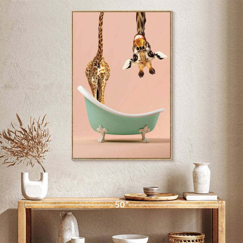 Baignoire girafe Mattson Silly, Floating Frame Natural Wood, 27 po x 40 po
