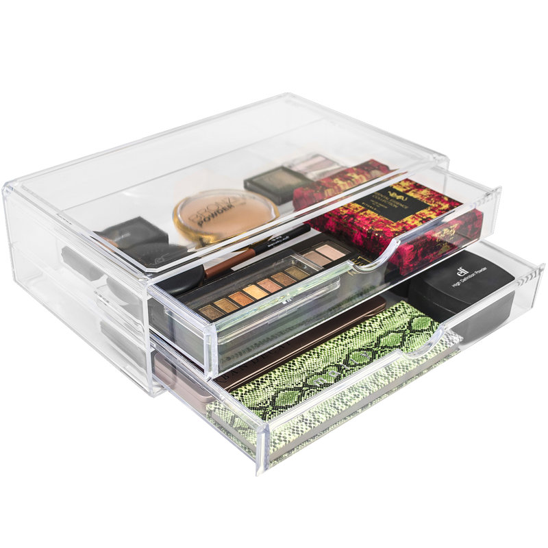 Sorbus 2-Drawer Cosmetic Acrylic Organizer, Stackable, Large in Clear