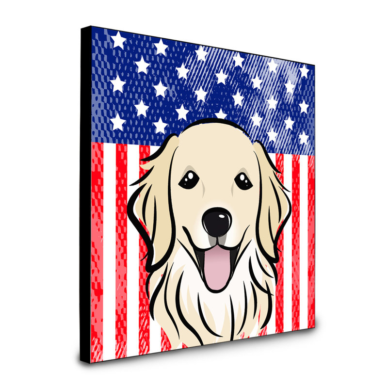 « american flag », art encadré Macomb, Golden retriever 1
