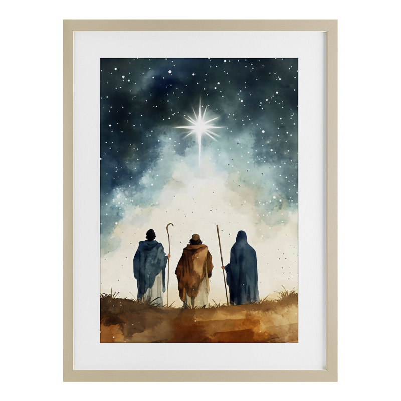 Reproduction sous verre encadrée de "Guidé Sagesse" par Petal Prints Design, H 20 po x l 14 po, Cadre de récolte en pin