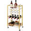 Chariot-bar à 3 niveaux pour mini chariot à vin de cuisine avec porte-bouteilles et porte-verres