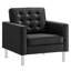 Fauteuil capitonné en cuir végétalien Loft-2015567507