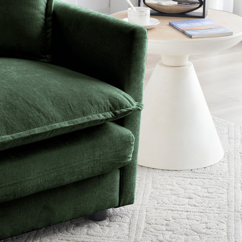 Canapé à assise profonde, tissu chenille haut et respirant, rembourré d'éponge de haute qualité, avec structure en bois massif robuste