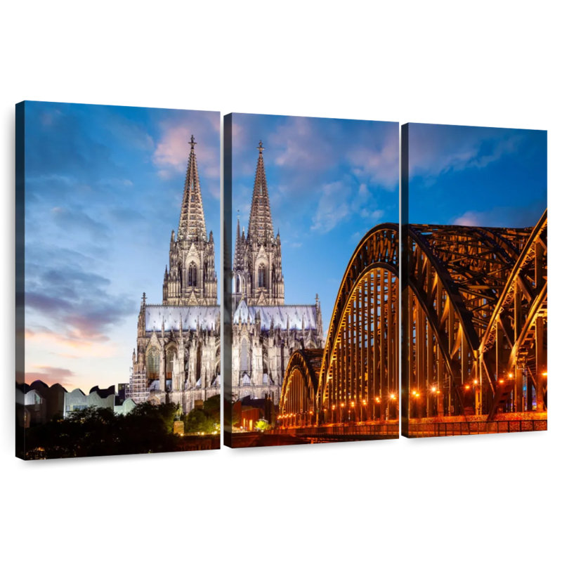Ville de Cologne au crépuscule, H 20 po x l 33 po