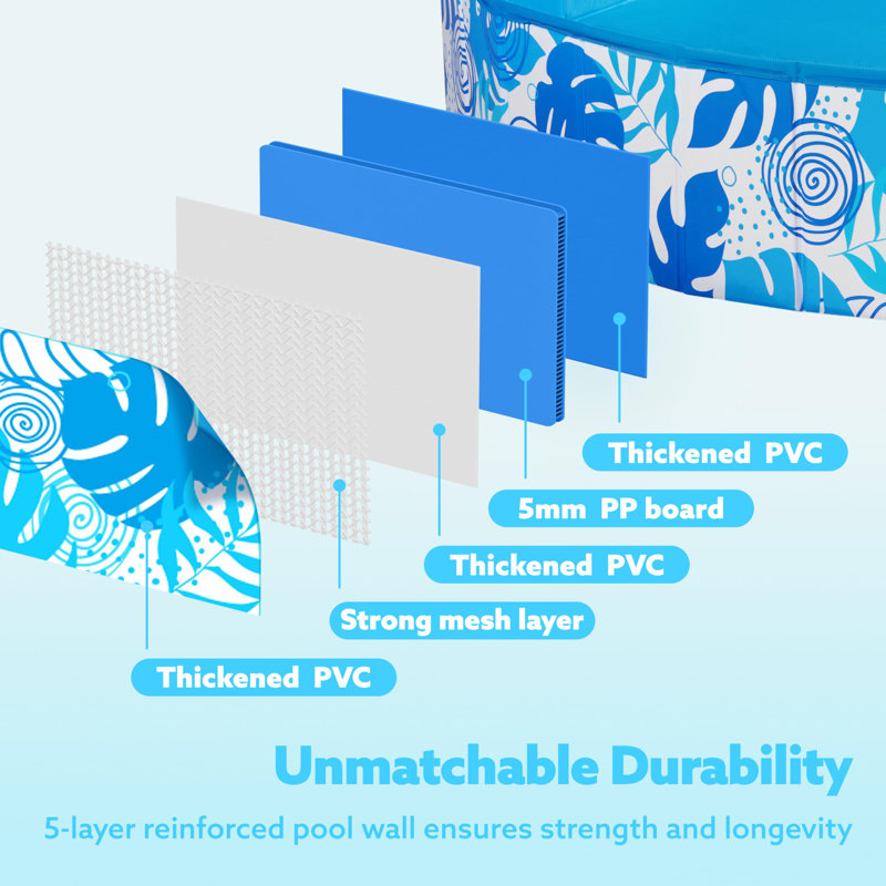 Bassin pliable pour chien 48 po x 12 po (feuilles bleues)