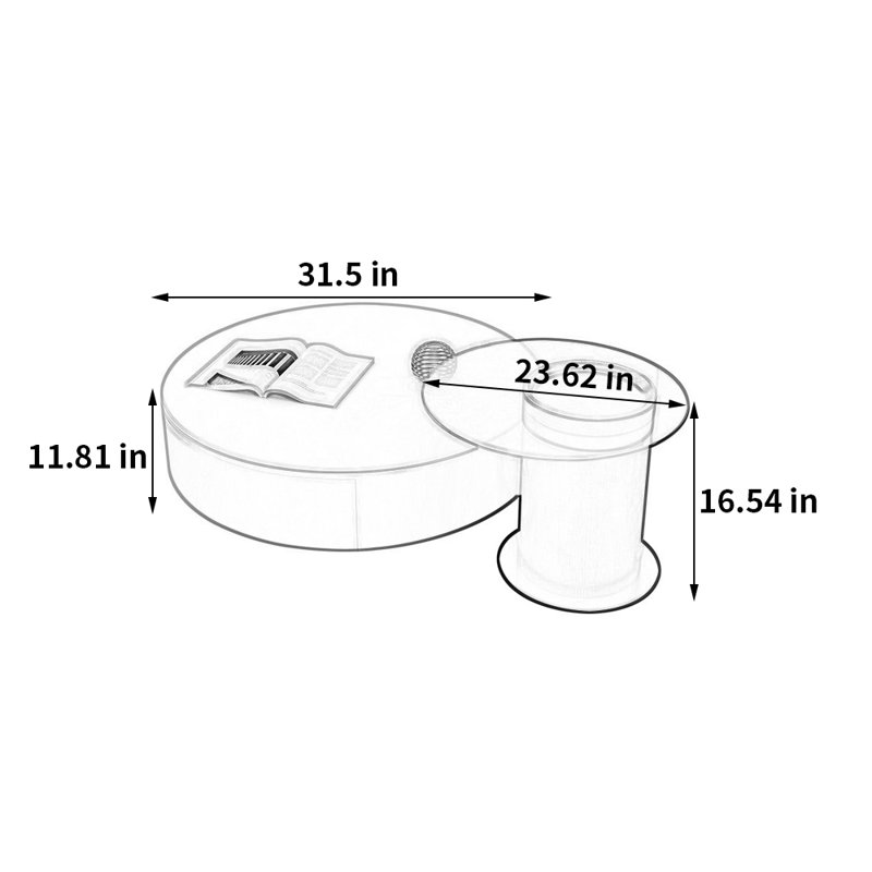 Table basse moderne et luxueuse moderne, H 16,54 po x l 55,12 po x P 31,5 po