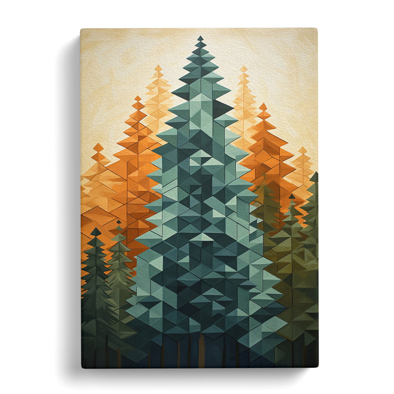 Pine Tree Geometric No.3 - Wrapped Canvas, 50cm H x 35cm W x 3cm D