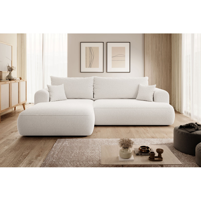 Aian 3 Seater Sofa & Chaise, Left Hand Facing, Cream
