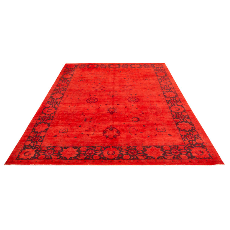 Tapis rouge unique noué à la main 10 pi 2 po x 13 pi 5 po