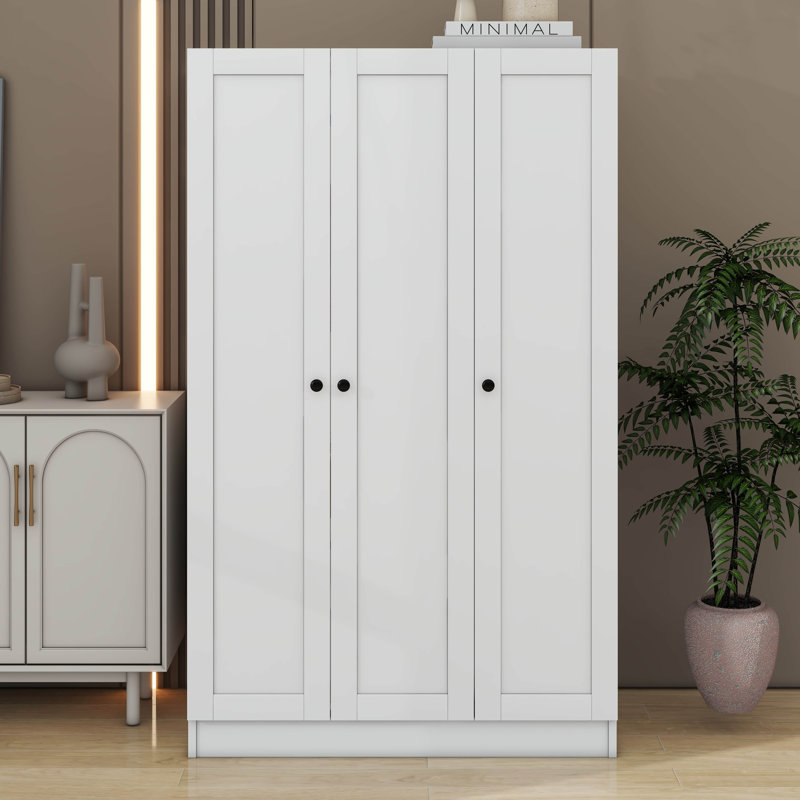 Armoire à 3 portes avec tablettes, Blanc