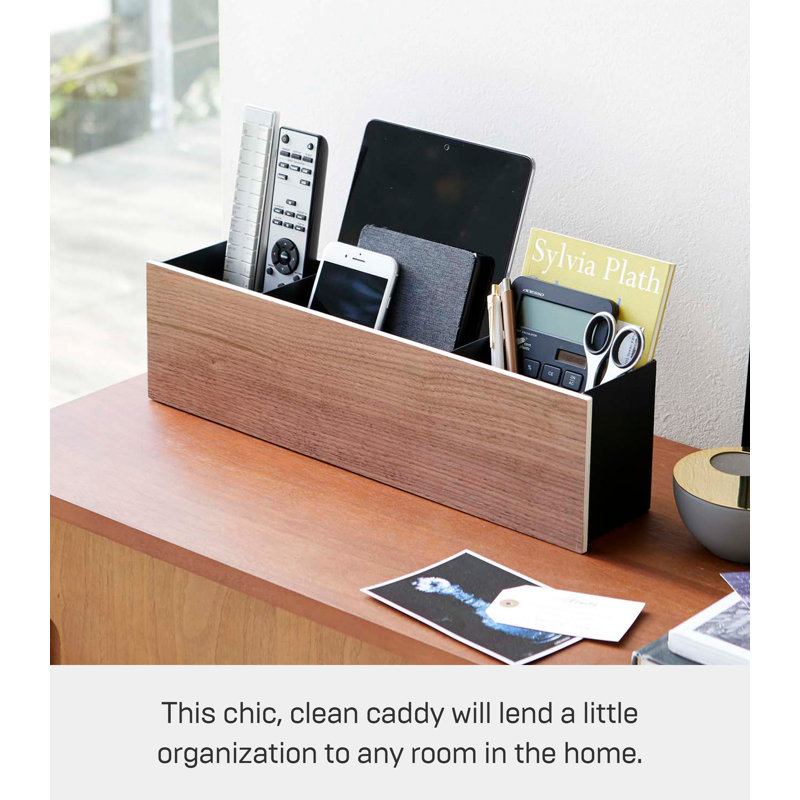 Large Walnut and Steel Desk Organizer with Dividers