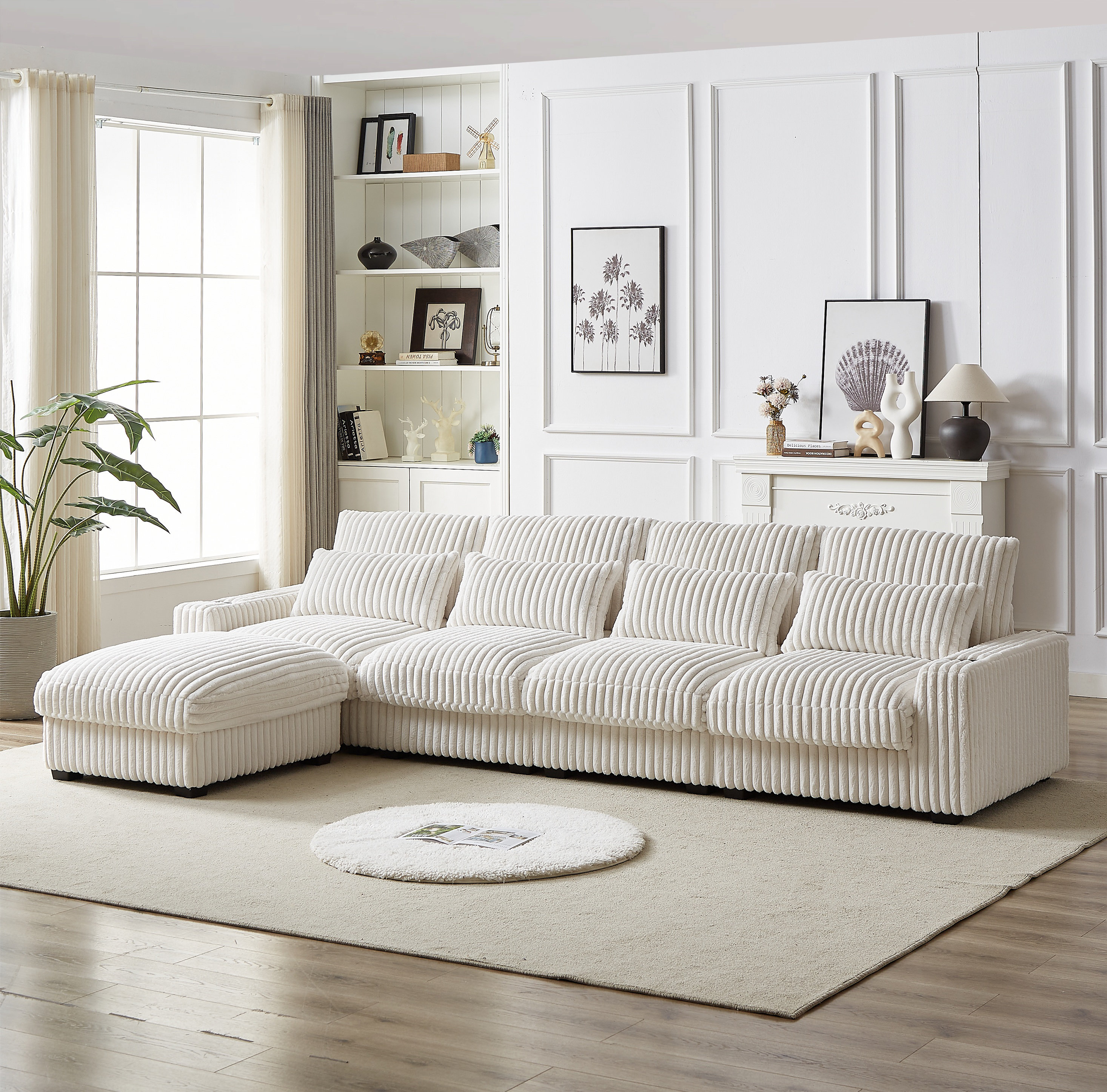 Latitude Run® Oversized Lshaped sofa with cup holder in 128inch