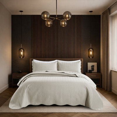 Ensemble surdimensionné 100% microfibre matelassée en relief Oxford (beige)
