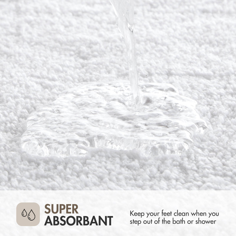 Tapis pour salle de bain 100% coton avec envers antidérapant Evan , L 20 po x L 30 po, Blanc