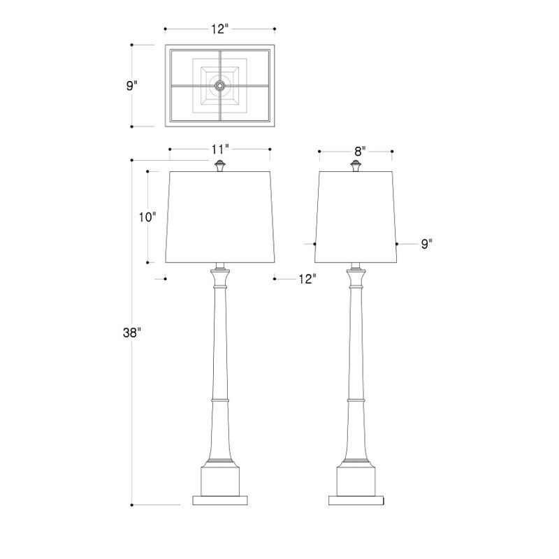 Kensington Buffet Table Lamp Set, Nickel