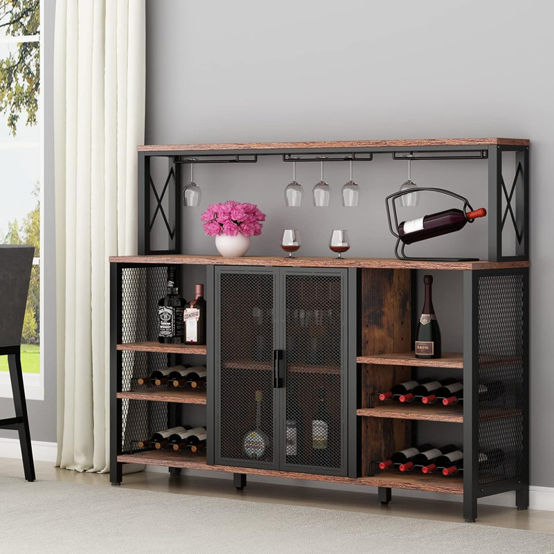 55.11 " L Bar Cabinet, Rustic