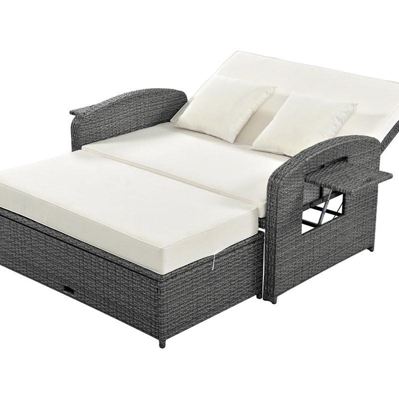 Lit inclinable en PE blanc avec dossier réglable et fonction de rangement, Blanc