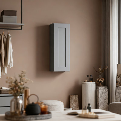 Armoire murale 1 porte et 2 tablettes en bois massif pour rangement dans la cuisine, salle de bain, buanderie, tablettes réglables prêtes à assembler (l 15 po x P 12 po x H 36 po)
