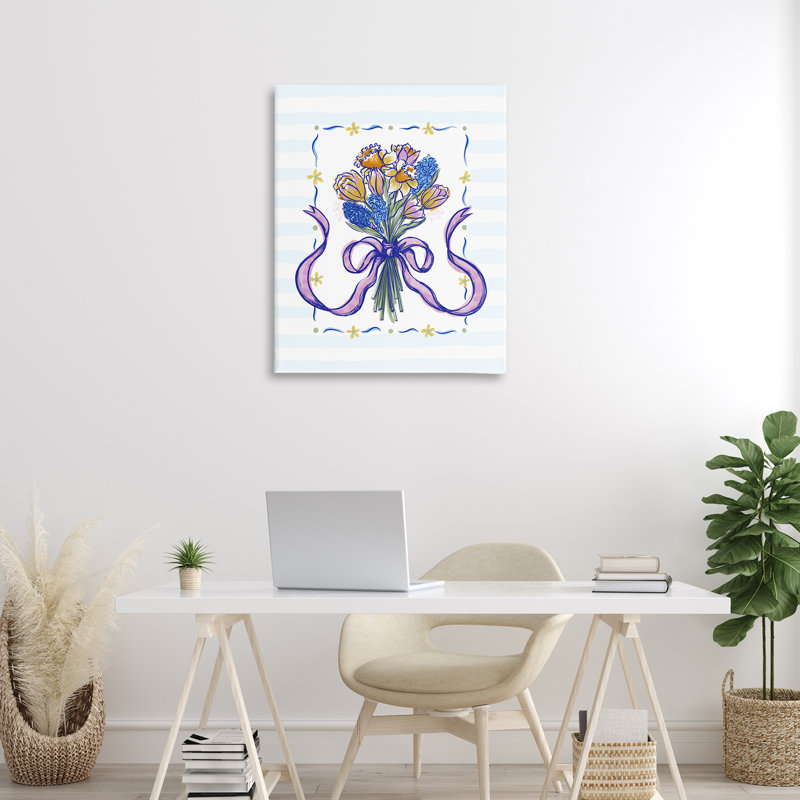 «Spring Fresh Ribbon Bouquet Canvas», conception par Connie Summers, H 40 po x l 30 po