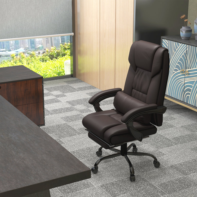 Fauteuil de bureau à haut dossier avec 6 points de vibration Vinsetto, Brun, Noir