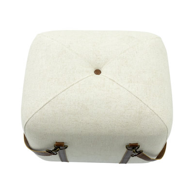 15.8" Wide Leather Match Tufted Rectangle Ottoman