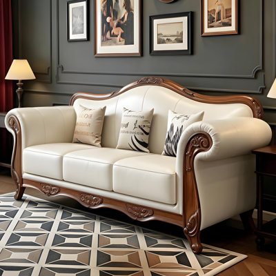 American-style luxury carved leather sofa.