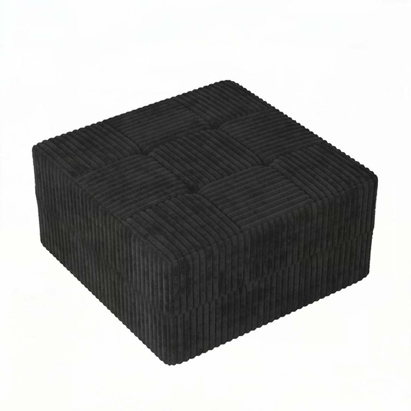 Corduroy Ottoman, Black