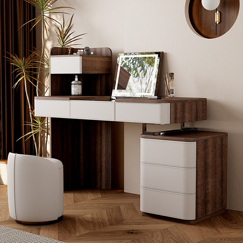 Coiffeuse avec miroir lumineux, 7 tiroirs, 1 chaise