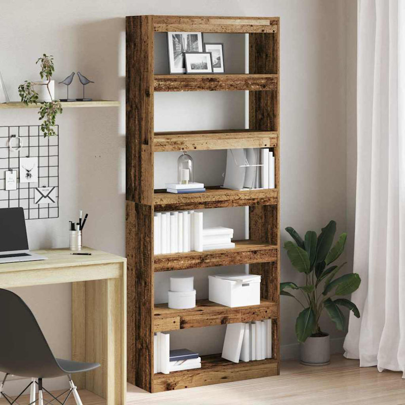 Book Cabinet with Shelf with Storage Engineered Wood Living Room Indoor, (6 Shelves) 198cm H x 80cm W x 30cm D, Dark Brown