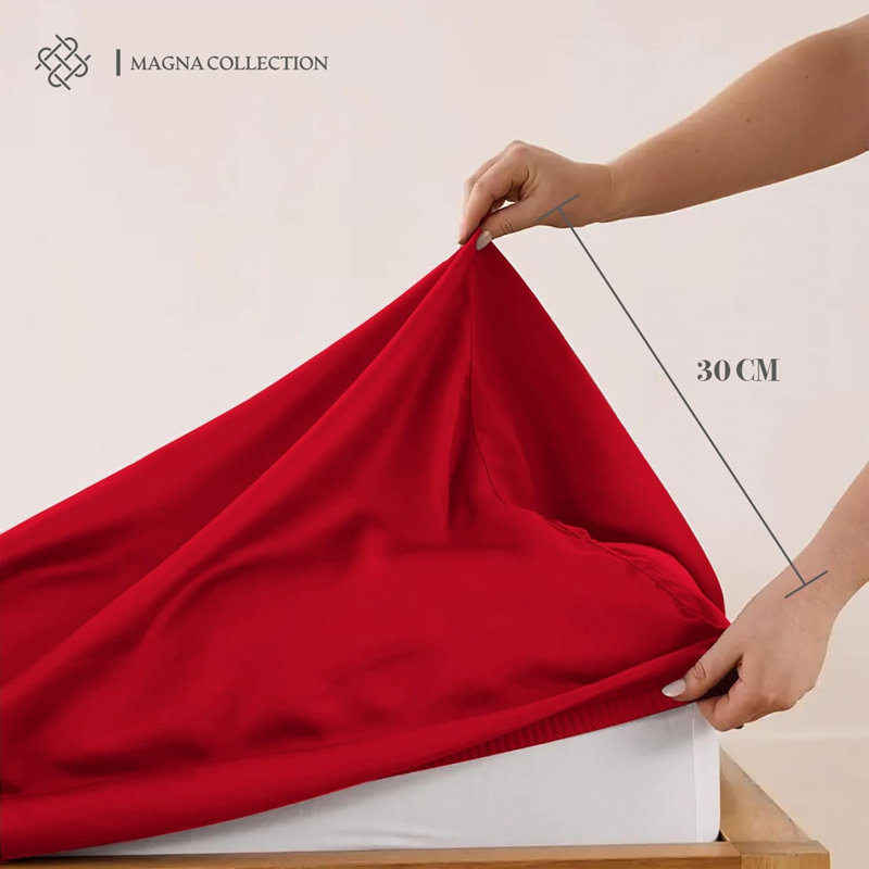 Machine Woven Fitted Sheet, Single, Red