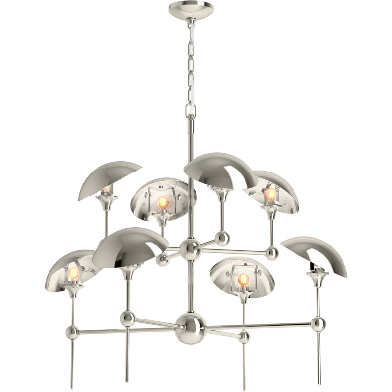 Vorleigh 8 - Light Sputnik Modern Linear Chandelier, Polished Nickel