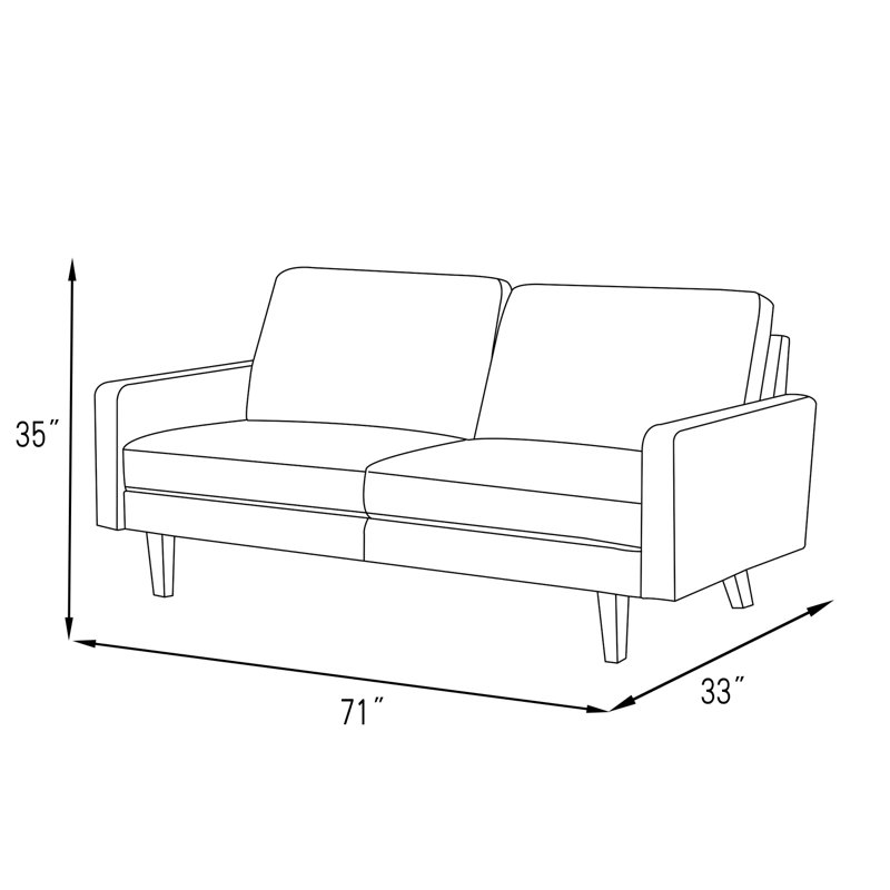 Square Arm Loveseat, 35" H x 71" W x 33" D, Grayish Cyan Velvet