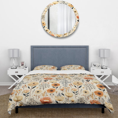 Earthy Tones Poppies Flowers III Floral Duvet Cover