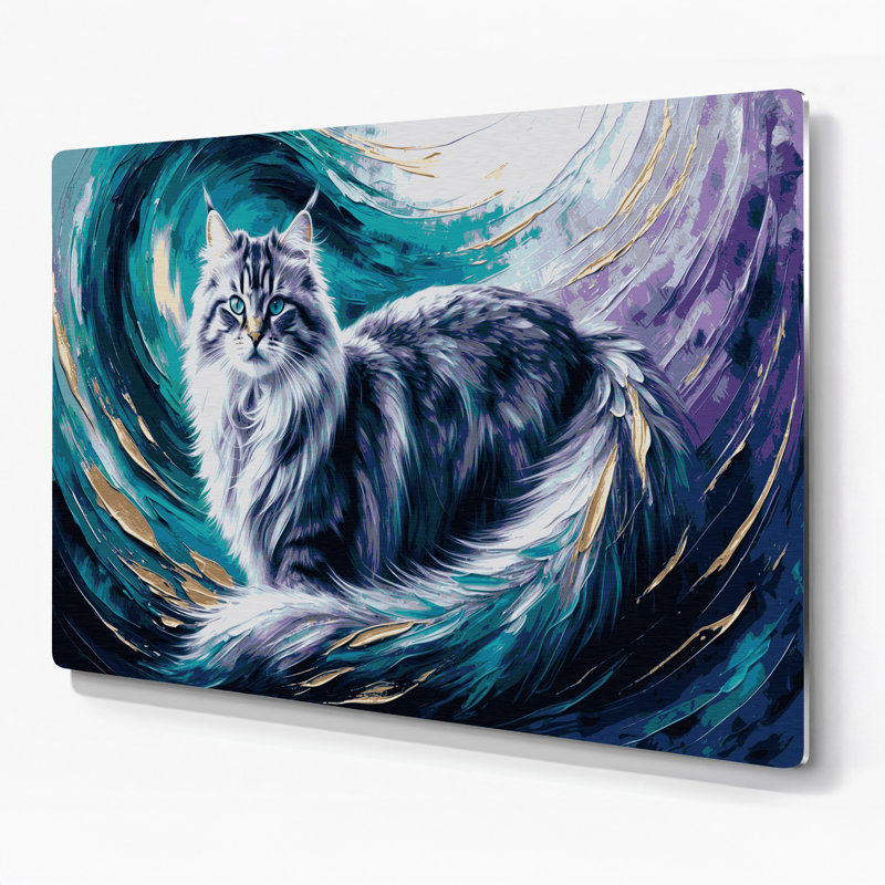 Art mural en métal chats bleu sibérien, H 240 po x l 288 po x P 0,05 po