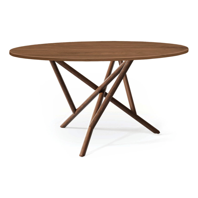 Baton - Table ronde à plateau fixe, H 30 po x L 60 po x l 60 po, Noyer naturel, Noyer naturel