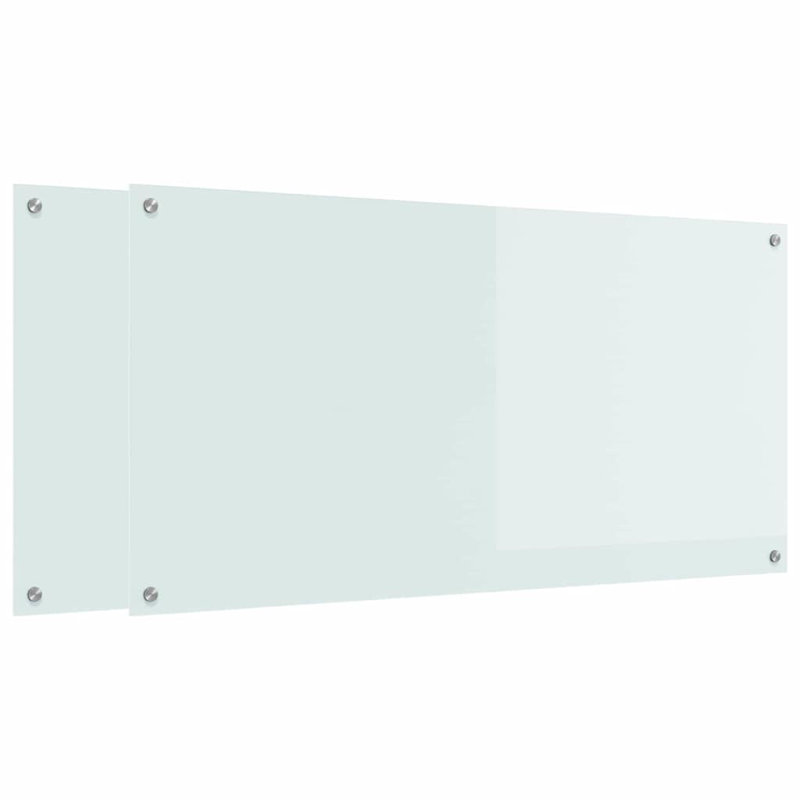 Vidaxl Kitchen Backsplash 2 Pcs Tempered Glass, 100cm H x 60cm W, White