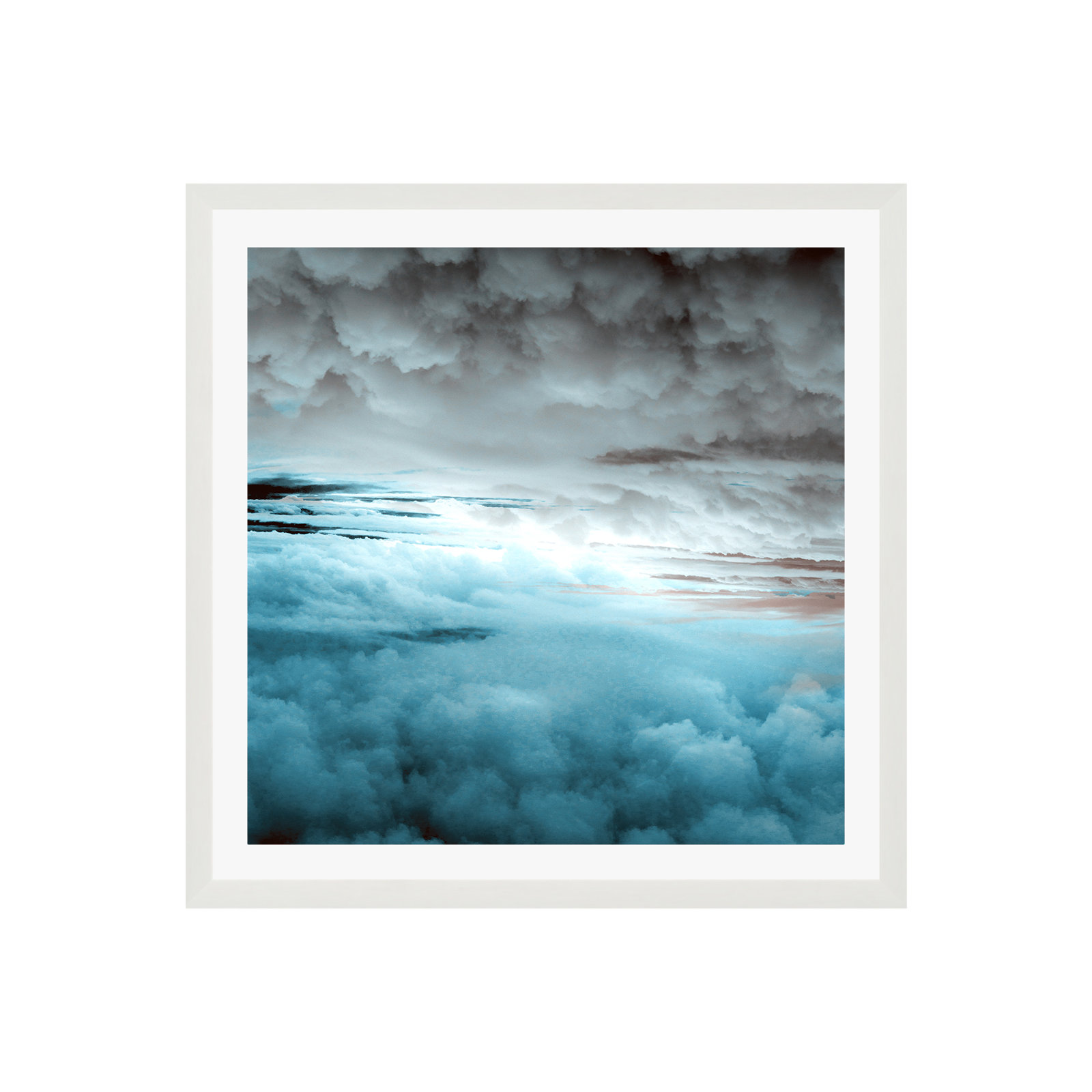 Glacier Painted Clouds by Caleb Troy, Yes, White Single Picture Framed, 30" H x 30" W x 0.75" D