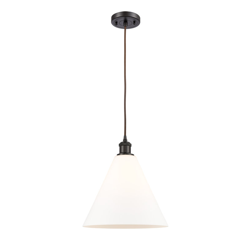 Luminaire suspendu conique à 1 lumière, Bronze huilé