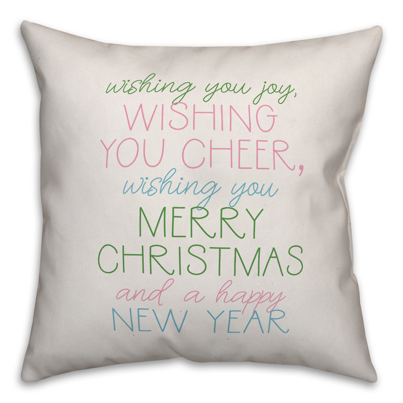  Housse de coussin W souhait You Joy and Cheer, 16 po x 1 po, Housse de coussin seulement - Insert