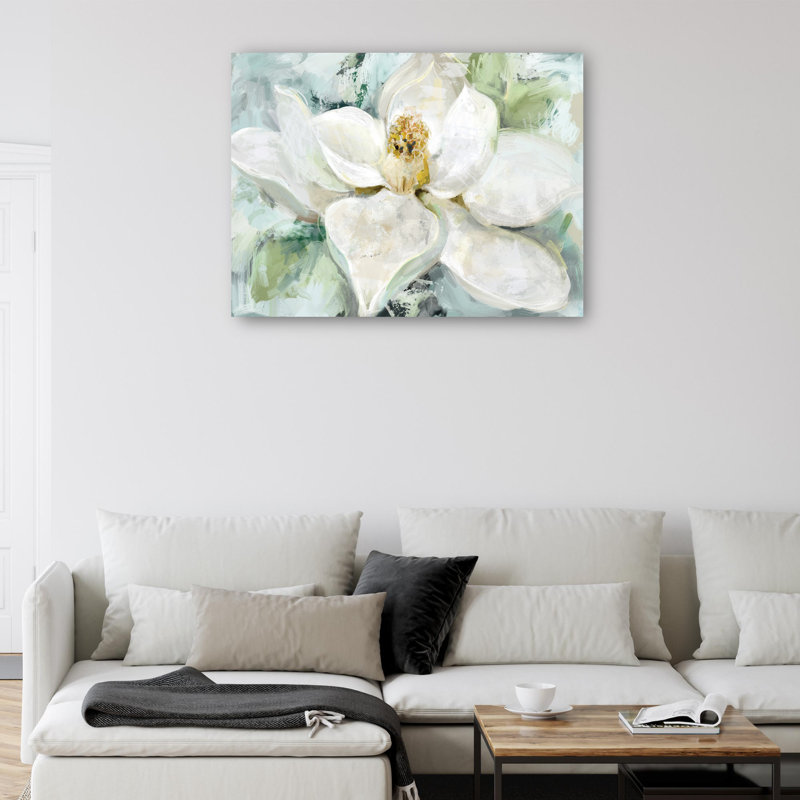 Large White Magnolia Flower Canvas Art for Kids