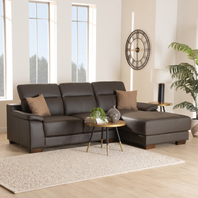 Canapé modulaire faisant face à la droite de 100,2 po de largeur en cuir véritable